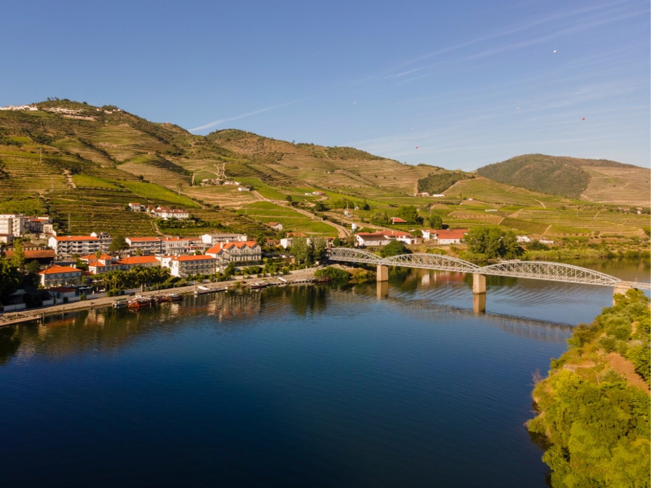 Metal bridge over the Douro River, one of the symbols of Pinhão, made by Gustave Eiffel.